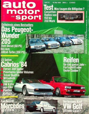 Deckblatt Auto Motor und Sport (10/1984)